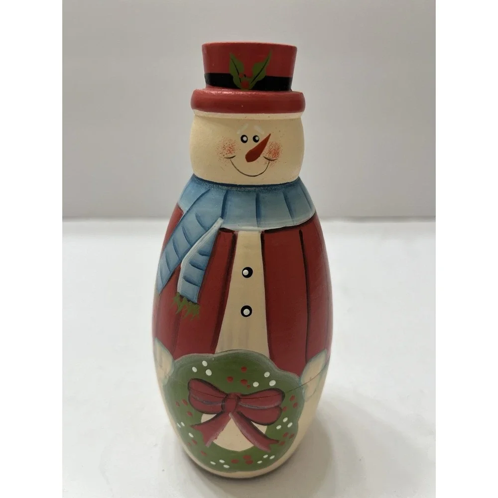 Vtg Nesting Dolls Vintage Wooden Snowman Family Set Of 5 Graduated Sizes